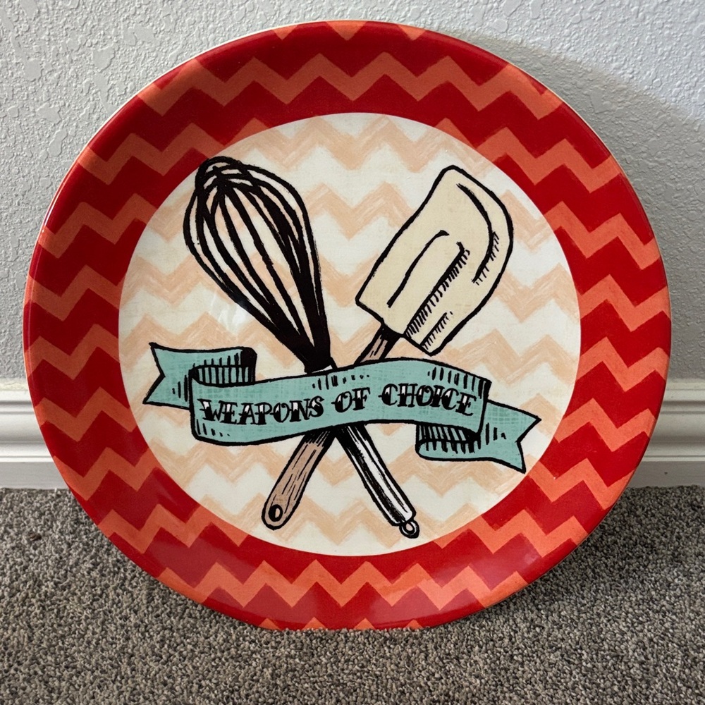 Red and Cream Kitchen Plate